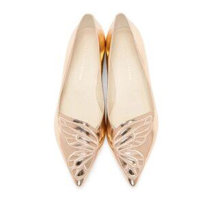 Sophia Webster Rose Gold Metallic Bibi Butterfly Flats. Size 38.